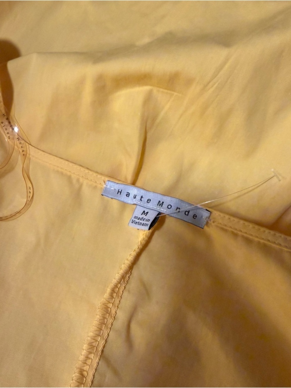 NWOT Haute Monde Yellow Ruffle Tiered Puff Sleeve Faux Wrap Mini Dress - Picture 3 of 5